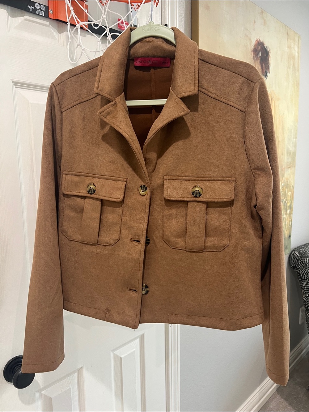 Utility Button-Front Jacket in Tan - Picture 5 of 5